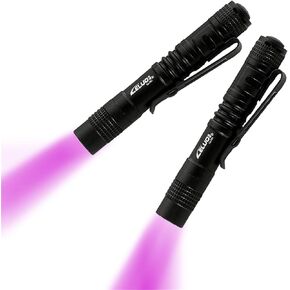 2 Pack UV Penlight Flashlight with Clip，Mini LED Handheld Tactical Pocket Torch with High Lumens，Blacklight Detector for Money Detector,Pet Urine,Pet Stains and Bed Bug