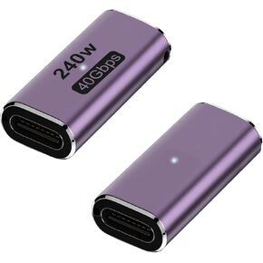 AreMe 240W USB C Adapter (2 Pack), USB Type C Female to Female 40Gbps Coupler Connector for Thunderbolt, Switch, MacBook, Laptop, Tablet, Phone