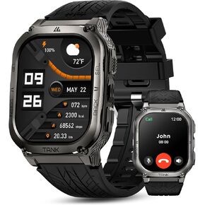 KOSPET Tank M3 Ultra Smart Watch with GPS, 50M Waterproof, Compass, Altitude, Air Pressure, 480mAh Extra Large Battery, Full Stainless Steel, Bluetooth Call, 1.96'' AMOLED Always-on Display, AI Voice