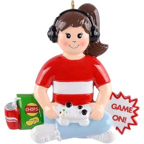 MAXORA Personalized Gamer Boy Christmas Ornament - Video Gamer Ornament - Video Gamer Hand Controller Gaming Ornament - Unique Keepsake Gift for Teenage Boy, Kids