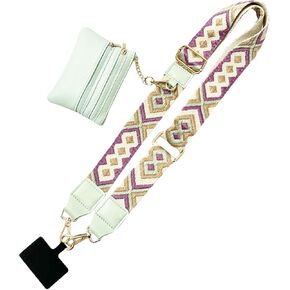 Clip and Go Strap for Phone with Wallet Crossbody, Phone Strap with Zippered Pouch, Adjustable Cell Phone Lanyard Crossbody with Leather Wallet for All Phones (Green)