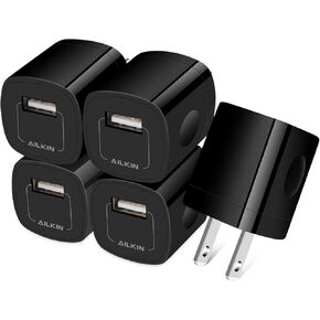 USB Wall Charger Plug, Fast Charging Block, AILKIN 5Pack 1A 1-Port Power Adapter Charging Cube Bricks Box for iPhone 16 15 14 13 12 Mini Pro Max/11/XR/XS, iPad Pro/Air, Cell Phone USB A Plug Cargador