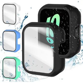 Suoman 4-Pack for SyncUp Kids Screen Protector Case,2.5D 9H Hardness Tempered Glass Screen Protector Case Set for Syncup Kids Watch -Black+Blue+Clear+Fluorescent Green