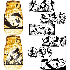 CREATCABIN 6Pcs Birds on Branches Silhouettes Mason Jar Decor Laser Cut Cardboard Scrapbook Cutouts Die Cuts Embellishments PVC for Crafting Lantern Jars Wall Painting window Glass Phones-No Sticker