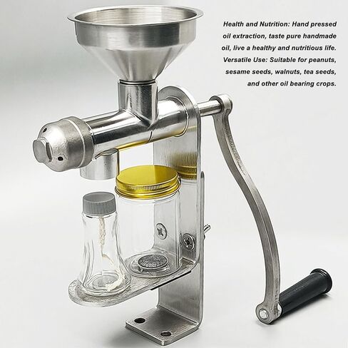 Manual Cold Oil Press Machine Stainless Steel, Nut and Seed Oil Press, 11.4x8.3in Small Household Oil Extractor Peanut Oil Machine in Saudi Arabia