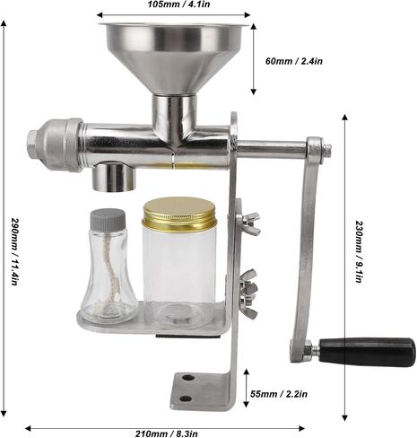 Manual Cold Oil Press Machine Stainless Steel, Nut and Seed Oil Press, 11.4x8.3in Small Household Oil Extractor Peanut Oil Machine in Saudi Arabia