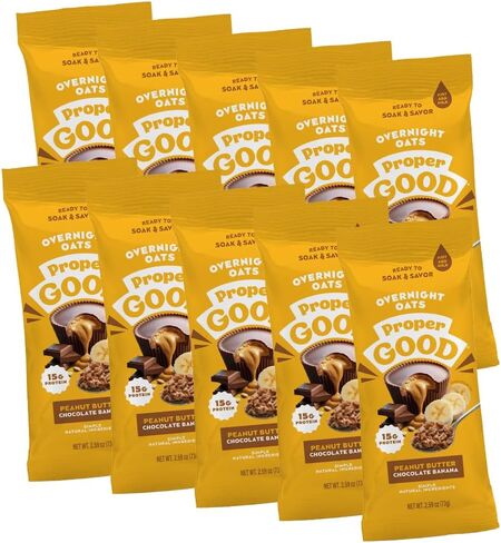 Proper Good Apple Cinnamon Oatmeal - Instant Oatmeal Ready in 60 Seconds - Quick & Easy Steel Cut Oats with Chia & Flax - High Fiber & Protein Breakfast Food - Delicious Healthy Snack - Pack of 10 in Saudi Arabia