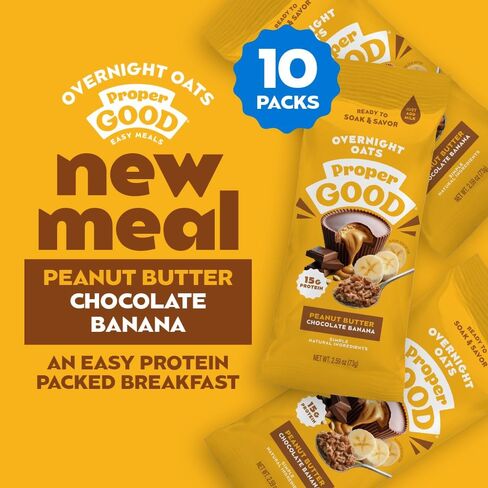 Proper Good Apple Cinnamon Oatmeal - Instant Oatmeal Ready in 60 Seconds - Quick & Easy Steel Cut Oats with Chia & Flax - High Fiber & Protein Breakfast Food - Delicious Healthy Snack - Pack of 10 in Saudi Arabia