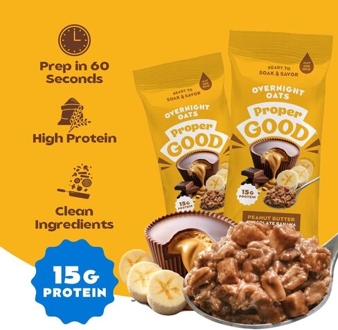 Proper Good Apple Cinnamon Oatmeal - Instant Oatmeal Ready in 60 Seconds - Quick & Easy Steel Cut Oats with Chia & Flax - High Fiber & Protein Breakfast Food - Delicious Healthy Snack - Pack of 10 in Saudi Arabia