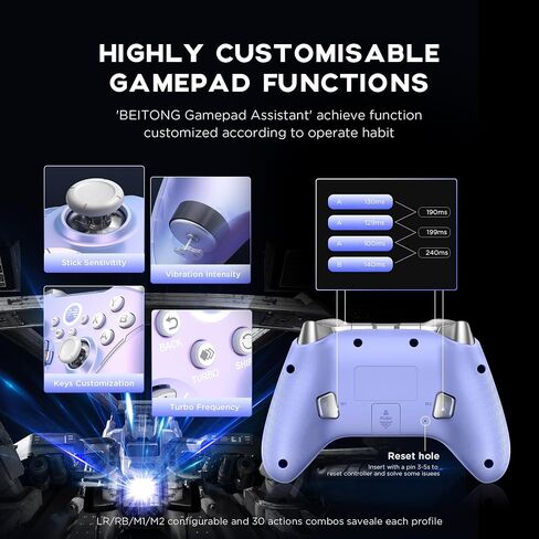 BEITONG Asura 2Pro Plus PC Controller No Drift Hall Effect Joystick Wireless Gamepad For Switch Tesla Mobile Gaming,6 Axis Motion Control/Mechanical Key/Macro Nebulae in Kuwait