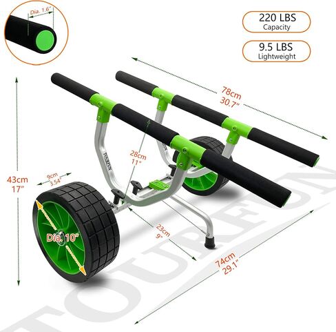 Kayak Cart, Collapsible Kayak Cart Dolly Kayak Trolley with 10 Inch Airless Wheels for SUP Paddleboard Canoe Kayak Transport Carrier in Kuwait