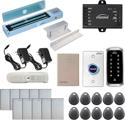 Visionis FPC-5594 One Door Access Control Out Swinging Door 600lbs Maglock + Slim Outdoor Digital Touch Keypad/Reader Standalone with Mini Controller + Wiegand 26, No Software, EM Card, + PIR Kit in Saudi Arabia