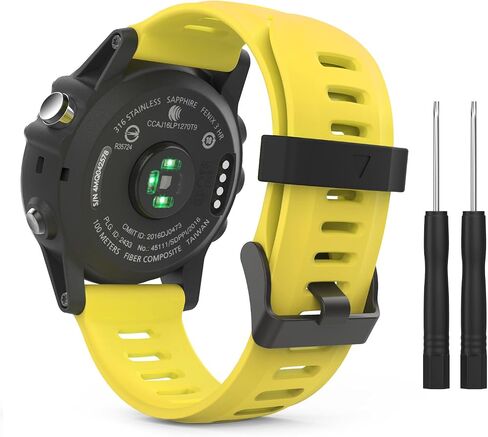 سوار MoKo متوافق مع Garmin Fenix ​​3/Fenix ​​5X، سوار ساعة بديل من السيليكون الناعم يناسب Garmin Fenix ​​3/Fenix ​​3 HR/Fenix ​​5X/5X Plus/D2 Delta PX/Descent Mk1 الذكية - أسود in Kuwait