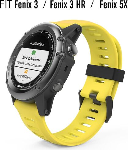 سوار MoKo متوافق مع Garmin Fenix ​​3/Fenix ​​5X، سوار ساعة بديل من السيليكون الناعم يناسب Garmin Fenix ​​3/Fenix ​​3 HR/Fenix ​​5X/5X Plus/D2 Delta PX/Descent Mk1 الذكية - أسود in Kuwait