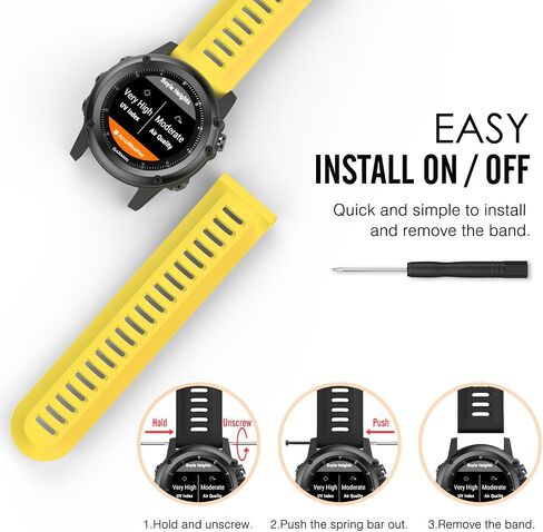 سوار MoKo متوافق مع Garmin Fenix ​​3/Fenix ​​5X، سوار ساعة بديل من السيليكون الناعم يناسب Garmin Fenix ​​3/Fenix ​​3 HR/Fenix ​​5X/5X Plus/D2 Delta PX/Descent Mk1 الذكية - أسود in Kuwait
