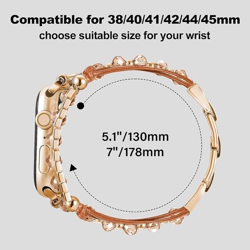 Boho Bracelet Compatible for Apple Watch Band 40mm Women, Multilayer Wrap Strap for Apple Watch 41mm 38mm, Leather Copper Pipe Apple Watch Bands for iWatch Series 10/9/8/7/6/5/4/3/2/1/SE - Khaki in Saudi Arabia