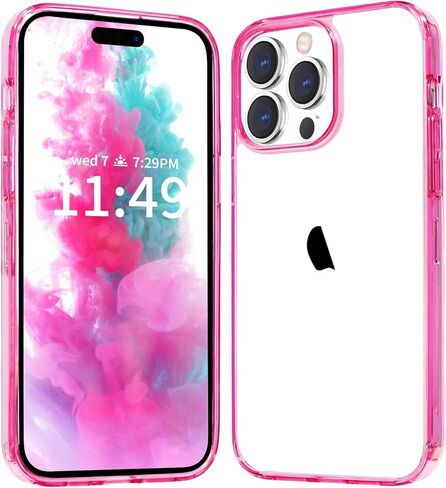 JJGoo Compatiable with iPhone 15 Pro Max Case Clear, Transparent Shockproof Phone Case, Slim Anti-Scratch Hard PC Back Protective Cover Bumper, Clear in Saudi Arabia