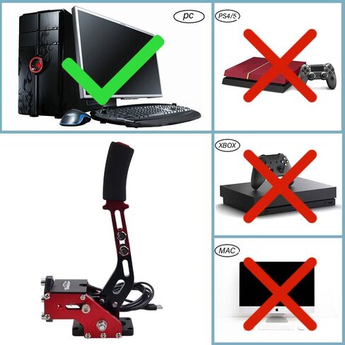 CNRAQR PC Racing Game USB Handbrake for 16Bit SIM for Racing Games, Compatible with G27 G29 G920 G923 T500 T300 Simulate Linear Handbrake Red（With Fixing Clip and Plate in Saudi Arabia