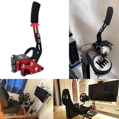 CNRAQR PC Racing Game USB Handbrake for 16Bit SIM for Racing Games, Compatible with G27 G29 G920 G923 T500 T300 Simulate Linear Handbrake Red（With Fixing Clip and Plate in Saudi Arabia
