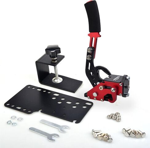 CNRAQR PC Racing Game USB Handbrake for 16Bit SIM for Racing Games, Compatible with G27 G29 G920 G923 T500 T300 Simulate Linear Handbrake Red（With Fixing Clip and Plate in Saudi Arabia