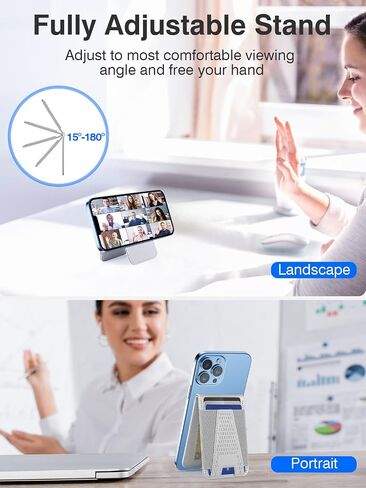 HiWe for Magsafe Wallet Stand, Strong Magnetic Wallet for iPhone 15/14/13/12 Series, for iPhone Magsafe Wallet with 3 Card Slots, Open ID Window, 10 Cards Holder, Slim, Vegan Leather, Dark Black in Saudi Arabia