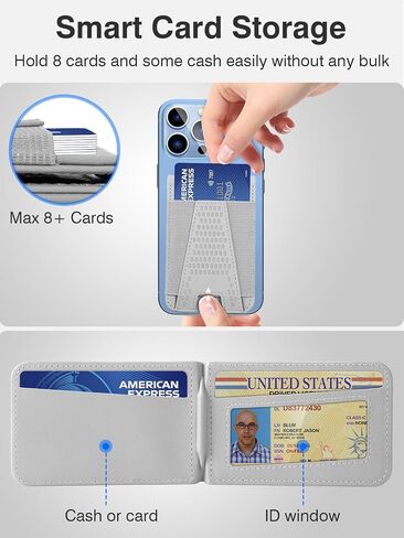 HiWe for Magsafe Wallet Stand, Strong Magnetic Wallet for iPhone 15/14/13/12 Series, for iPhone Magsafe Wallet with 3 Card Slots, Open ID Window, 10 Cards Holder, Slim, Vegan Leather, Dark Black in Saudi Arabia