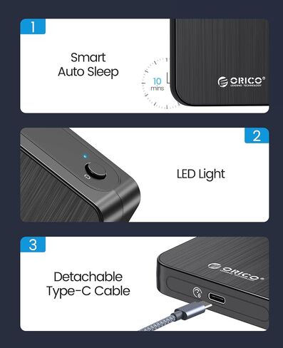 ORICO 2.5'' Hard Drive Enclosure USB 3.0 to SATA for 7/9.5 mm HDD SSD External HDD Enclosure Up to 6TB with UASP Tool-Free Laptop Computer Hard Drive Case-HM25U3 in Saudi Arabia