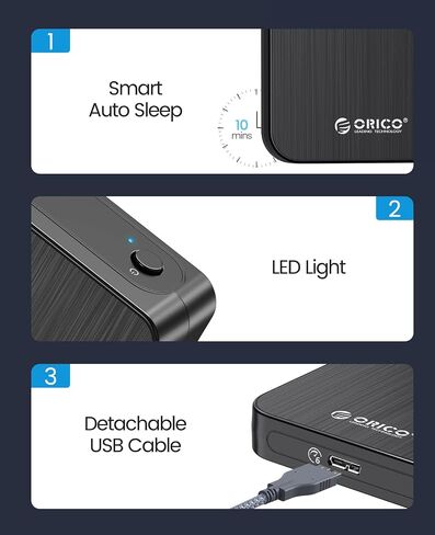 ORICO 2.5'' Hard Drive Enclosure USB 3.0 to SATA for 7/9.5 mm HDD SSD External HDD Enclosure Up to 6TB with UASP Tool-Free Laptop Computer Hard Drive Case-HM25U3 in Saudi Arabia