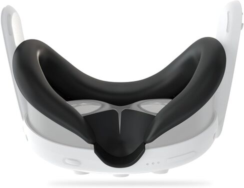 ملحقات غطاء الوجه من السيليكون VR لـ Quest 3، قناع الوجه الناعم MTomatoVR متوافق مع Meta Quest 3، سيليكون مريح VR يقلل من ضغط الوجه، قابل للغسل ومضاد للضوء ومضاد للتسرب، أسود in Kuwait