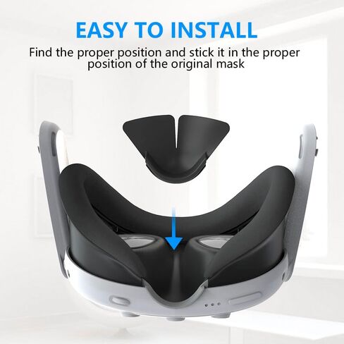 ملحقات غطاء الوجه من السيليكون VR لـ Quest 3، قناع الوجه الناعم MTomatoVR متوافق مع Meta Quest 3، سيليكون مريح VR يقلل من ضغط الوجه، قابل للغسل ومضاد للضوء ومضاد للتسرب، أسود in Kuwait