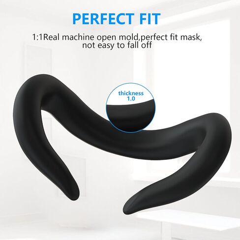 ملحقات غطاء الوجه من السيليكون VR لـ Quest 3، قناع الوجه الناعم MTomatoVR متوافق مع Meta Quest 3، سيليكون مريح VR يقلل من ضغط الوجه، قابل للغسل ومضاد للضوء ومضاد للتسرب، أسود in Kuwait