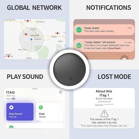 علامة باهاما الذكية، محدد موقع المفاتيح مع الصوت، يعمل مع Apple Find My (iOS فقط) ومحفظة المفاتيح وحقيبة الظهر وعلامات تتبع الأمتعة والدراجات مع بلوتوث خفيف الوزن للغاية (أسود) in Saudi Arabia