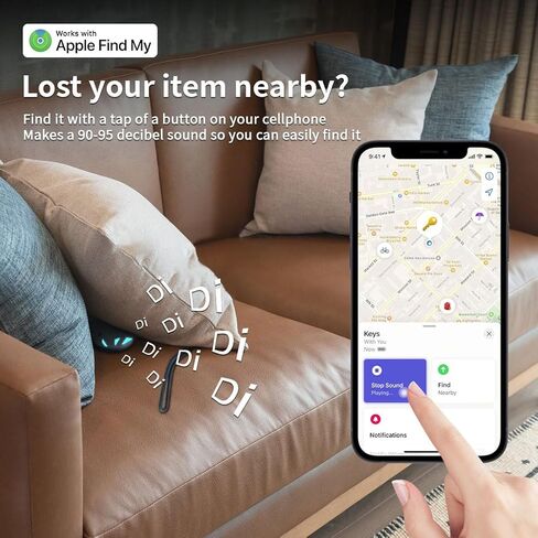 علامة باهاما الذكية، محدد موقع المفاتيح مع الصوت، يعمل مع Apple Find My (iOS فقط) ومحفظة المفاتيح وحقيبة الظهر وعلامات تتبع الأمتعة والدراجات مع بلوتوث خفيف الوزن للغاية (أسود) in Saudi Arabia