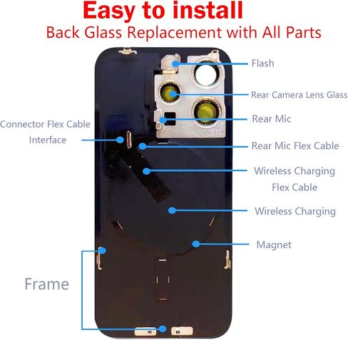 استبدال الزجاج الخلفي الأصلي 15 Pro مع لوحة وكابل مرن وجميع الأجزاء، إطار كاميرا مثبت مسبقًا لهاتف iPhone 15 Pro + أدوات إصلاح (تيتانيوم أزرق) in Kuwait