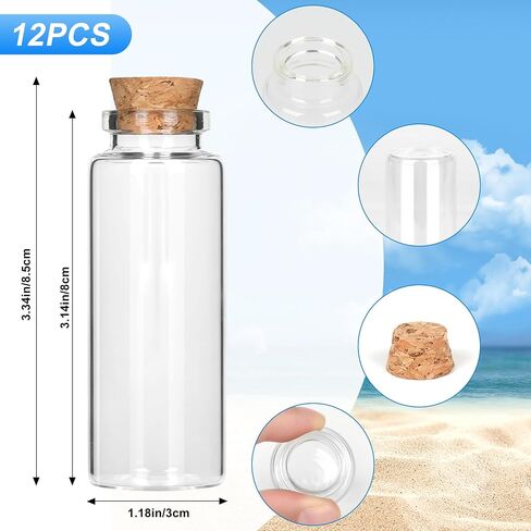 12PCS Mini Glass Bottle with Wood Cork Stoppers,30ml DIY Decoration Glass Jars for Halloween Decorations,Wedding Party Favors in Saudi Arabia