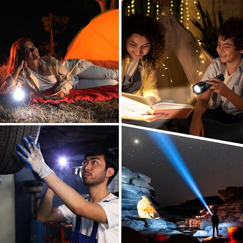 Rechargeable Flashlights High Lumens, 990000lm Super Bright Flashlight Rechargeable with 5Mode, High Powered Tactical Flashlights High Lumens, Adjustable LED Flash Light for Camping Hiking Emergencies in Saudi Arabia