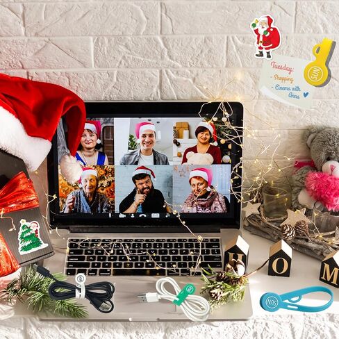 SUNFICON 14 حزمة مقاطع كابل مغناطيسي الأشرطة منظمات الحبل 50 قطعة ملصقات عيد الميلاد لامعة سيليكون تويست العلاقات المرجعية السبورة البيضاء مغناطيس الثلاجة سلسلة المفاتيح هدية المنزل والمكتب والمدرسة متعدد الألوان in Kuwait