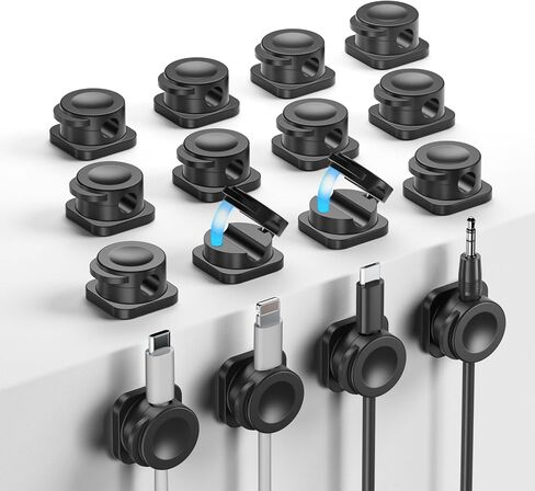 8 Pack Cable Management, Magnetic Cable Clips, Adhesive Cord Holder Keeper, Desktop and Under Desk Multipurpose Cord Organizer for Home Office Phone USB Car Wall Nightstand Accessories in Saudi Arabia