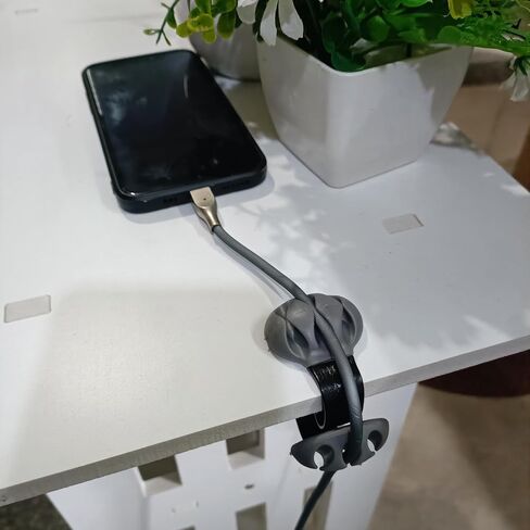 Coralpearl Desk Cable Drop Clips Non-Adhesive, Table Cord Stay Holder Weighted, Small Wire Management Clamp Removable, Silicone Tidy Organizer Keeper for Phone Computer Chargers (4 Black) in Saudi Arabia