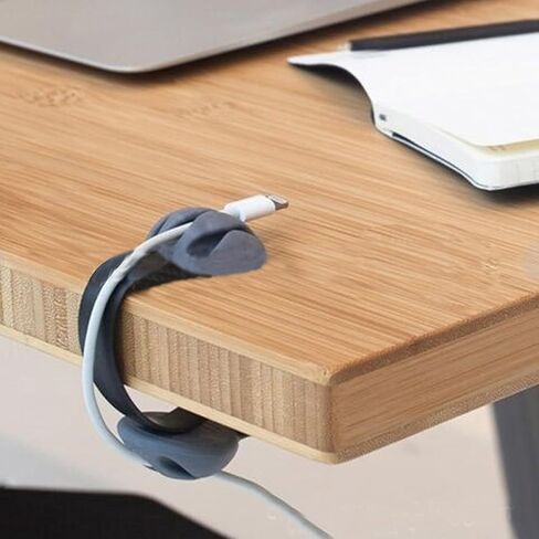 Coralpearl Desk Cable Drop Clips Non-Adhesive, Table Cord Stay Holder Weighted, Small Wire Management Clamp Removable, Silicone Tidy Organizer Keeper for Phone Computer Chargers (4 Black) in Saudi Arabia