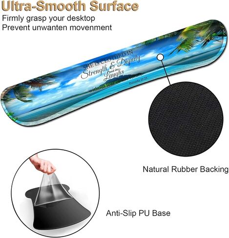 Mouse Pad, Memory Foam Keyboard Wrist Rest Support,Non-Slip Rubber Base,Ergonomic Comfortable Gel Black Desk Pad for Laptop,Gaming & Office, Tropical Beach Coconut PalmTrees Mouse Pad,Proverbs 31-25 in Saudi Arabia