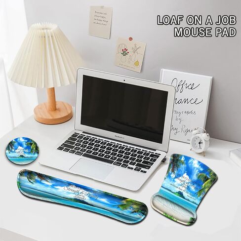 Mouse Pad, Memory Foam Keyboard Wrist Rest Support,Non-Slip Rubber Base,Ergonomic Comfortable Gel Black Desk Pad for Laptop,Gaming & Office, Tropical Beach Coconut PalmTrees Mouse Pad,Proverbs 31-25 in Saudi Arabia