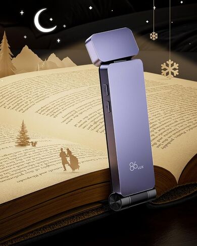86lux Book Light, Rechargeable Clip-On LED Reading Light for Bed | 3 Color Temperatures with Stepless Dimming, Ultralight Bookmark Design for Book Lovers, Grey in Saudi Arabia