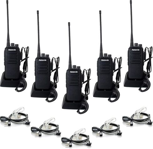 أجهزة راديو retevis rt1 ثنائية الاتجاه طويلة المدى، أجهزة راديو عالية الطاقة قابلة لإعادة الشحن في اتجاهين، مع سماعة أذن، بطارية 3000 مللي أمبير في الساعة، قوية، إنذار للطوارئ، لصناعة مستودعات البناء للبالغين (5 عبوات) in Kuwait