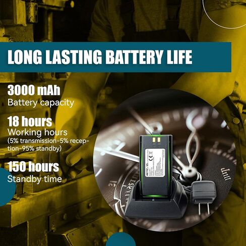 أجهزة راديو retevis rt1 ثنائية الاتجاه طويلة المدى، أجهزة راديو عالية الطاقة قابلة لإعادة الشحن في اتجاهين، مع سماعة أذن، بطارية 3000 مللي أمبير في الساعة، قوية، إنذار للطوارئ، لصناعة مستودعات البناء للبالغين (5 عبوات) in Kuwait