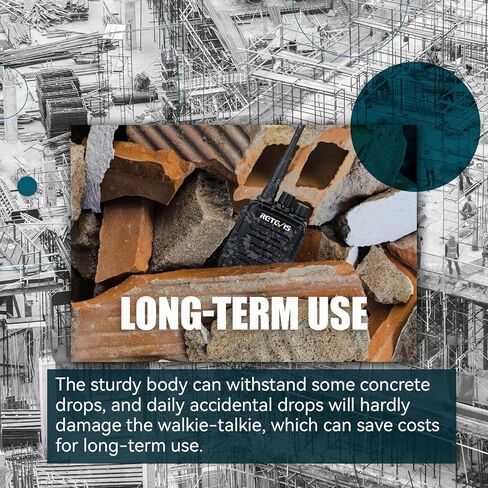 أجهزة راديو retevis rt1 ثنائية الاتجاه طويلة المدى، أجهزة راديو عالية الطاقة قابلة لإعادة الشحن في اتجاهين، مع سماعة أذن، بطارية 3000 مللي أمبير في الساعة، قوية، إنذار للطوارئ، لصناعة مستودعات البناء للبالغين (5 عبوات) in Kuwait