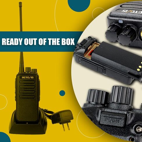 أجهزة راديو retevis rt1 ثنائية الاتجاه طويلة المدى، أجهزة راديو عالية الطاقة قابلة لإعادة الشحن في اتجاهين، مع سماعة أذن، بطارية 3000 مللي أمبير في الساعة، قوية، إنذار للطوارئ، لصناعة مستودعات البناء للبالغين (5 عبوات) in Kuwait