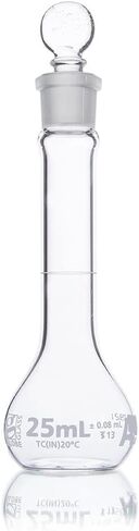 Volumetric Flask, Wide Mouth, Globe Glass, 10mL, Class A, to Contain (TC), 3.3 Borosilicate Glass, ASTM E288, 6/Box in Kuwait