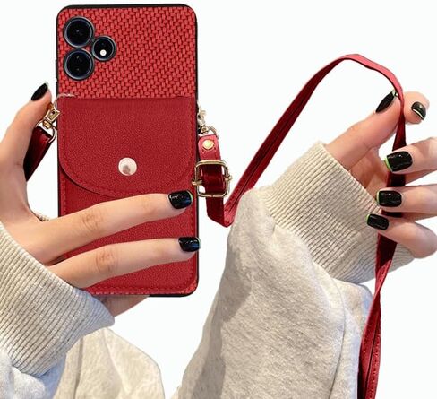 Wallet Case for Celero5G+ Plus 2024, Boost Celero 5G+ 2024 Phone Case with Card Holder, PU Leather Crossbody Adjustable Detachable Lanyard Hands Free Stand with Magnetic Closure Case, Burgundy in Saudi Arabia