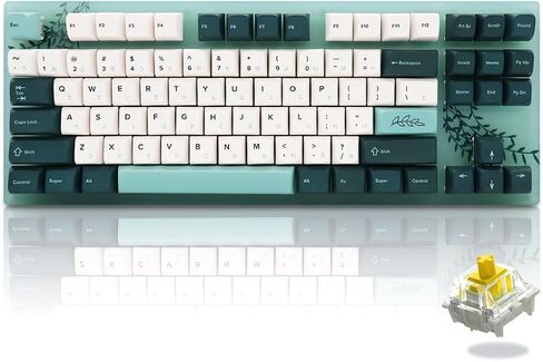 لوحة مفاتيح Womier K87 75%، لوحة مفاتيح للألعاب 87 مفتاحًا، لوحة مفاتيح ميكانيكية TKL قابلة للتبديل السريع، لوحة مفاتيح RGB مع أغطية مفاتيح PBT ذات سمة نباتية لأجهزة الكمبيوتر المحمول PC MAC PS4 Xbox، مفتاح أصفر in Saudi Arabia